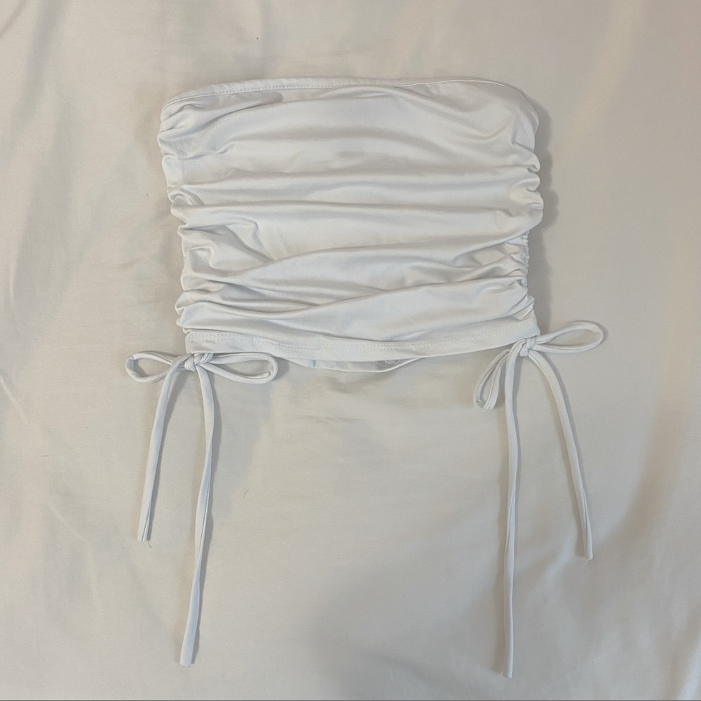 White Tie Ruched Top